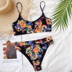 Modern Blue High Waist Bikini Push Up Swimwear Women Dragon Printed Bikini Set Retro Swimsuit Women's High Waist Bikini Swimsuits Twist Push Up Two Piece Bathing Suits Tummy Control Swimwear Stevvex