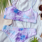 Modern Blue High Waist Bikini Push Up Swimwear Women Dragon Printed Bikini Set Retro Swimsuit Women's High Waist Bikini Swimsuits Twist Push Up Two Piece Bathing Suits Tummy Control Swimwear Stevvex