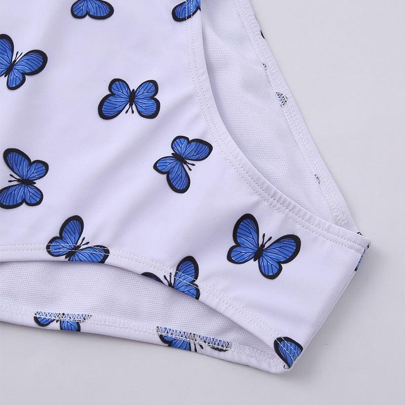 Modern Blue High Waist Bikini Push Up Swimwear Women Dragon Printed Bikini Set Retro Swimsuit Women's High Waist Bikini Swimsuits Twist Push Up Two Piece Bathing Suits Tummy Control Swimwear Stevvex