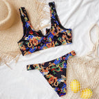 Modern Blue High Waist Bikini Push Up Swimwear Women Dragon Printed Bikini Set Retro Swimsuit Women's High Waist Bikini Swimsuits Twist Push Up Two Piece Bathing Suits Tummy Control Swimwear Stevvex
