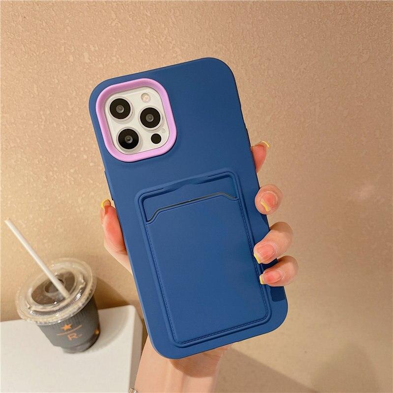 Modern Card Candy Color Phone Case For iPhone 12 11 13 Pro Max 12 13 Pro 11 Shockproof Bumper Soft Back Cover Colorful Silicone Phone Cover Stevvex
