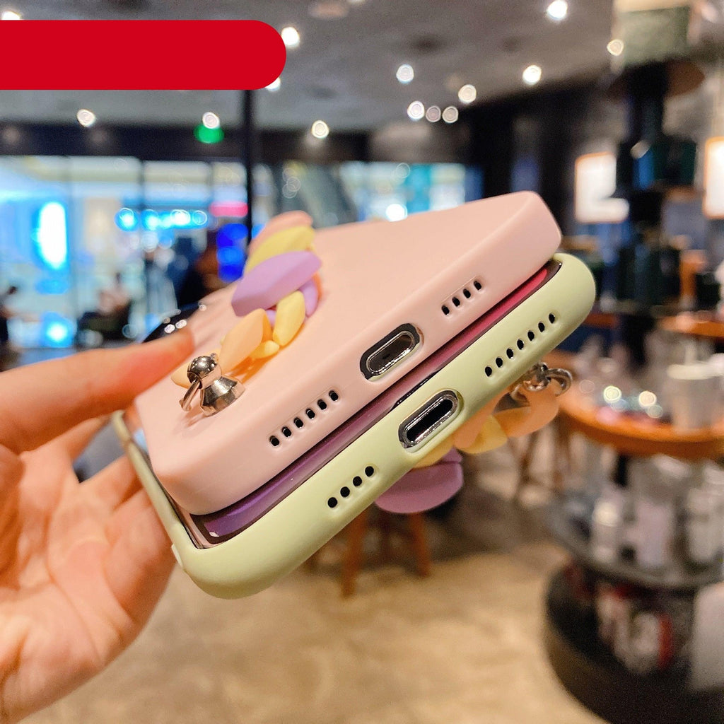 Modern Colorful Bracelet Phone Case For iPhone 11 12 13 Pro Max X XS XR 6 7 8 Plus 12 Mini Colorful Heart-Shaped Chain Silicone Cute Heart Chain Back Cover for iPhone 12 Pro Max Soft Silicone Back Cover Stevvex