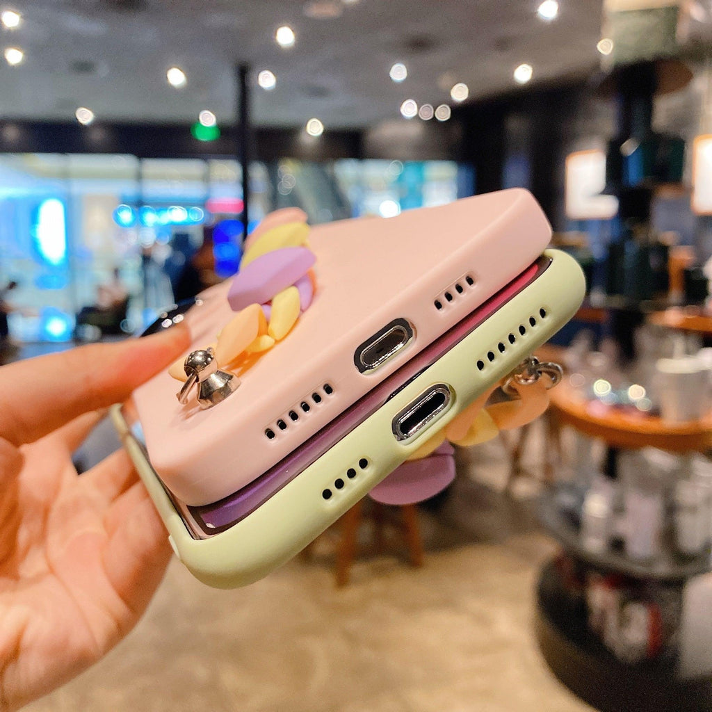 Modern Colorful Bracelet Phone Case For iPhone 11 12 13 Pro Max X XS XR 6 7 8 Plus 12 Mini Colorful Heart-Shaped Chain Silicone Cute Heart Chain Back Cover for iPhone 12 Pro Max Soft Silicone Back Cover Stevvex