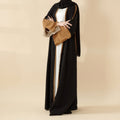 Modern Contrast-Trim Slit Sleeves Open Abaya (MOA129)