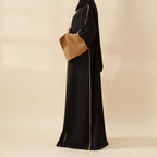Modern Contrast-Trim Slit Sleeves Open Abaya (MOA129)