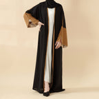 Modern Contrast-Trim Slit Sleeves Open Abaya (MOA129)
