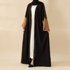 Modern Contrast-Trim Slit Sleeves Open Abaya (MOA129)