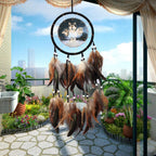 Modern Dream Catcher Wolf Totem Car Hanging Ornaments Pendant Wolf Decor Traditional Feather Wind Chimes Handmade For Bedroom Wall Hanging Home Decorations Crafts Stevvex
