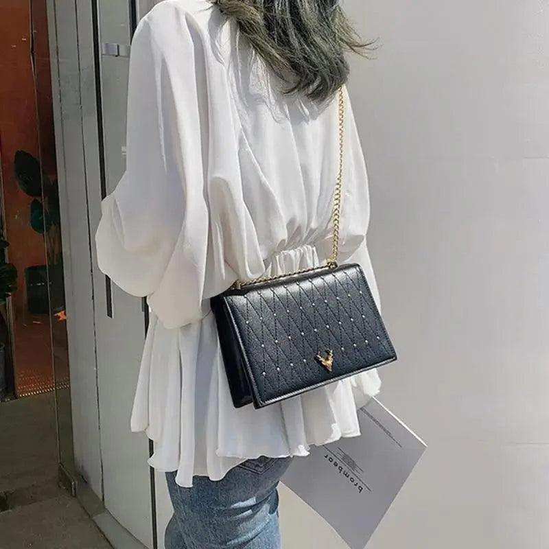 Modern Elegant Luxury Sterling Pu Leather Crossbody Bags For Women And Girls Designer Chains Shoulder Messenger Bag For Female Stevvex