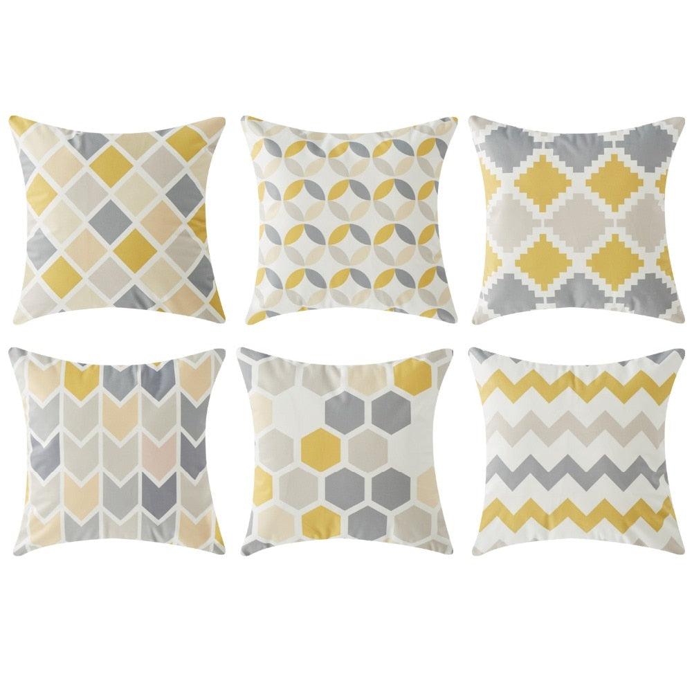 Modern Geometric Decorative Geometric Pillow Cushion Cases Outdoor Square Yellow Decorative Pillow Covers For Couch Bedroom Pillow Cases Cushion Covers Stevvex