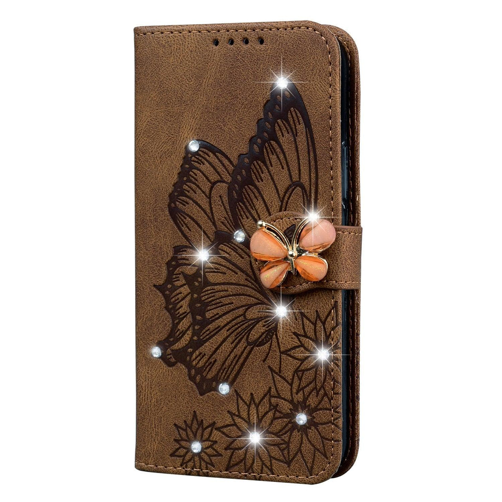 Modern Glitter Leather Flip Wallet Phone Case For iPhone 14 13 12 Pro Max 11 Shiny Green Butterfly Cover Glitter Flip Case Mobile Phone Case PU Leather Magnetic Case Stevvex