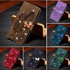 Modern Glitter Leather Flip Wallet Phone Case For iPhone 14 13 12 Pro Max 11 Shiny Green Butterfly Cover Glitter Flip Case Mobile Phone Case PU Leather Magnetic Case Stevvex