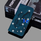 Modern Glitter Leather Flip Wallet Phone Case For iPhone 14 13 12 Pro Max 11 Shiny Green Butterfly Cover Glitter Flip Case Mobile Phone Case PU Leather Magnetic Case Stevvex