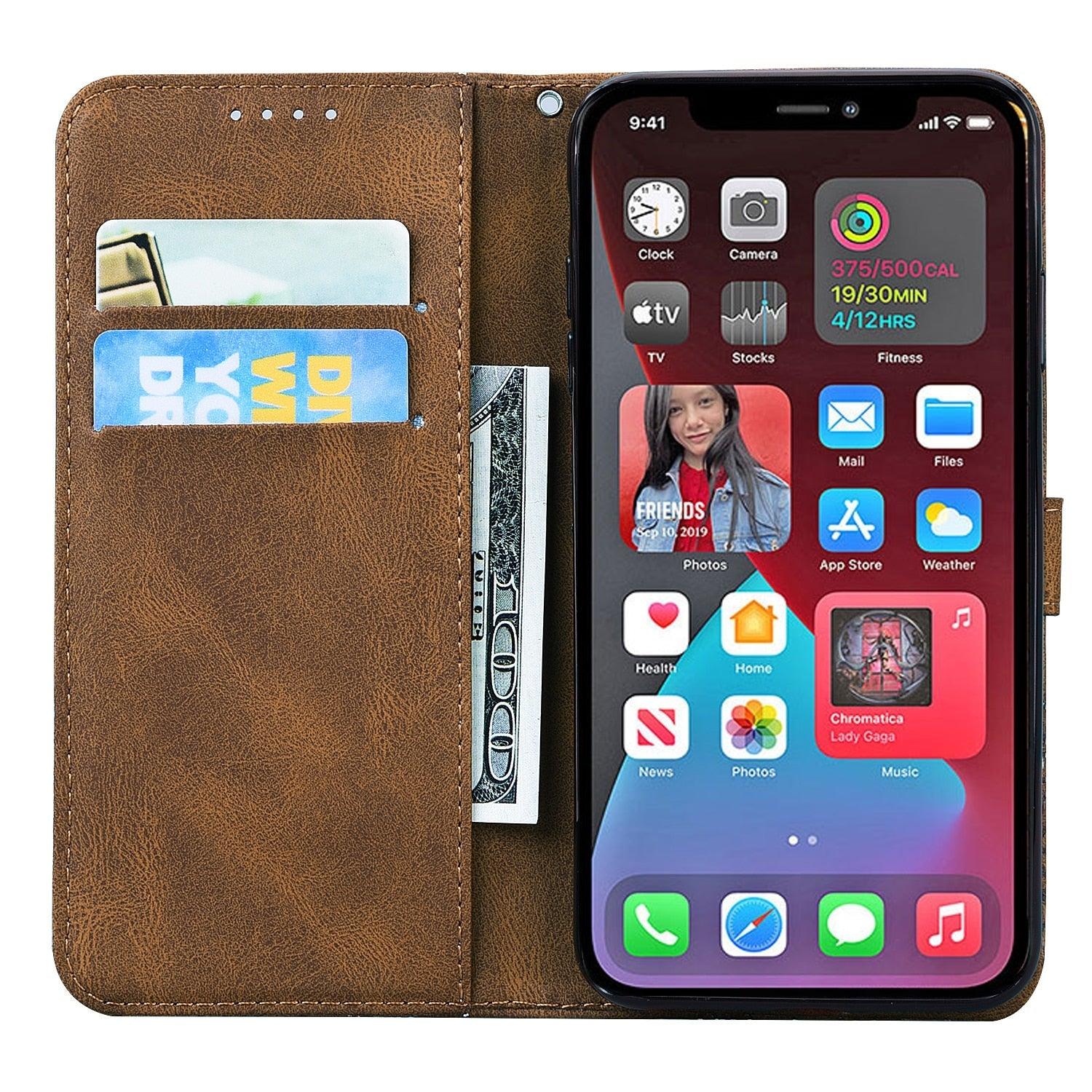 Modern Glitter Leather Flip Wallet Phone Case For iPhone 14 13 12 Pro Max 11 Shiny Green Butterfly Cover Glitter Flip Case Mobile Phone Case PU Leather Magnetic Case Stevvex