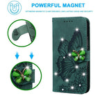 Modern Glitter Leather Flip Wallet Phone Case For iPhone 14 13 12 Pro Max 11 Shiny Green Butterfly Cover Glitter Flip Case Mobile Phone Case PU Leather Magnetic Case Stevvex