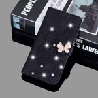 Modern Glitter Leather Flip Wallet Phone Case For iPhone 14 13 12 Pro Max 11 Shiny Green Butterfly Cover Glitter Flip Case Mobile Phone Case PU Leather Magnetic Case Stevvex