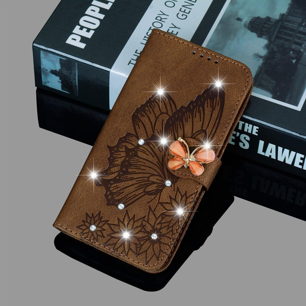 Modern Glitter Leather Flip Wallet Phone Case For iPhone 14 13 12 Pro Max 11 Shiny Green Butterfly Cover Glitter Flip Case Mobile Phone Case PU Leather Magnetic Case Stevvex
