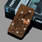 Modern Glitter Leather Flip Wallet Phone Case For iPhone 14 13 12 Pro Max 11 Shiny Green Butterfly Cover Glitter Flip Case Mobile Phone Case PU Leather Magnetic Case Stevvex