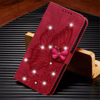 Modern Glitter Leather Flip Wallet Phone Case For iPhone 14 13 12 Pro Max 11 Shiny Green Butterfly Cover Glitter Flip Case Mobile Phone Case PU Leather Magnetic Case Stevvex