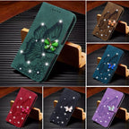 Modern Glitter Leather Flip Wallet Phone Case For iPhone 14 13 12 Pro Max 11 Shiny Green Butterfly Cover Glitter Flip Case Mobile Phone Case PU Leather Magnetic Case Stevvex