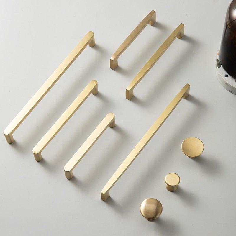 Modern Gold Knob Pure Copper Kitchen Cabinet Handles Cupboard Door Pulls Drawer Knobs Brass Furniture Handle Hardware Drawer Pulls Cupboard Knob For Kitchen Furniture Hardware Stevvex