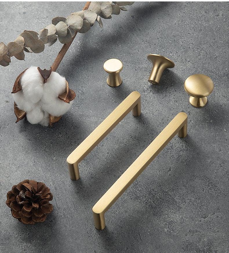 Modern Gold Knob Pure Copper Kitchen Cabinet Handles Cupboard Door Pulls Drawer Knobs Brass Furniture Handle Hardware Drawer Pulls Cupboard Knob For Kitchen Furniture Hardware Stevvex