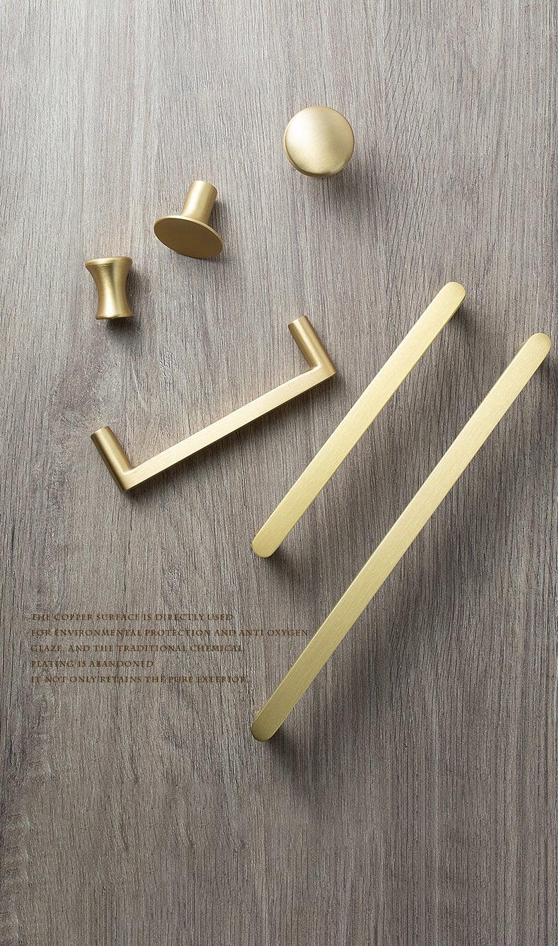 Modern Gold Knob Pure Copper Kitchen Cabinet Handles Cupboard Door Pulls Drawer Knobs Brass Furniture Handle Hardware Drawer Pulls Cupboard Knob For Kitchen Furniture Hardware Stevvex
