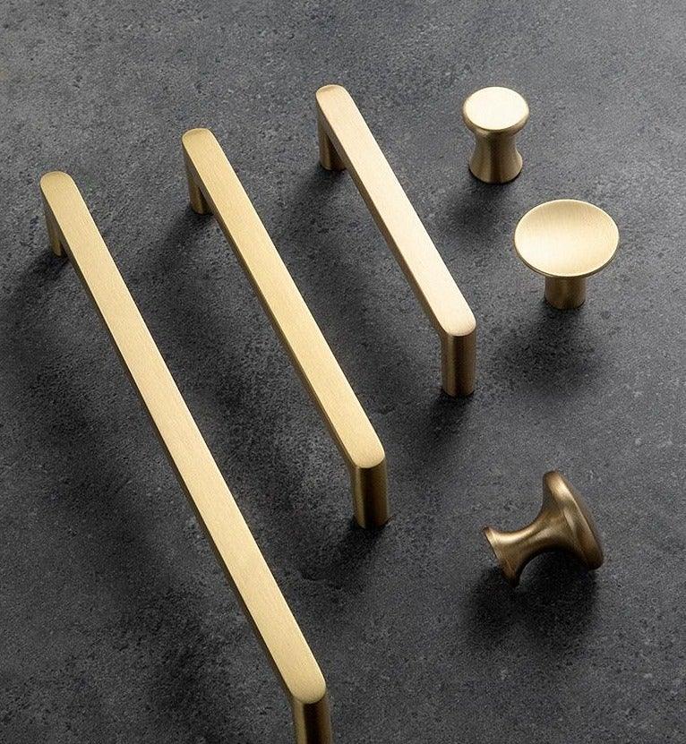 Modern Gold Knob Pure Copper Kitchen Cabinet Handles Cupboard Door Pulls Drawer Knobs Brass Furniture Handle Hardware Drawer Pulls Cupboard Knob For Kitchen Furniture Hardware Stevvex
