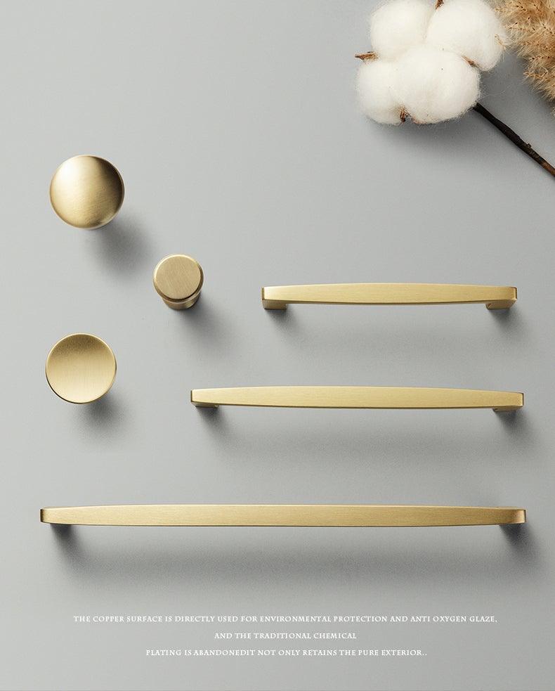 Modern Gold Knob Pure Copper Kitchen Cabinet Handles Cupboard Door Pulls Drawer Knobs Brass Furniture Handle Hardware Drawer Pulls Cupboard Knob For Kitchen Furniture Hardware Stevvex
