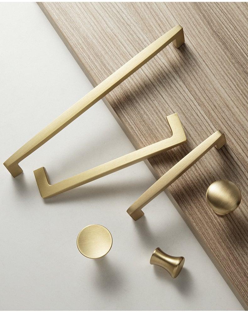 Modern Gold Knob Pure Copper Kitchen Cabinet Handles Cupboard Door Pulls Drawer Knobs Brass Furniture Handle Hardware Drawer Pulls Cupboard Knob For Kitchen Furniture Hardware Stevvex