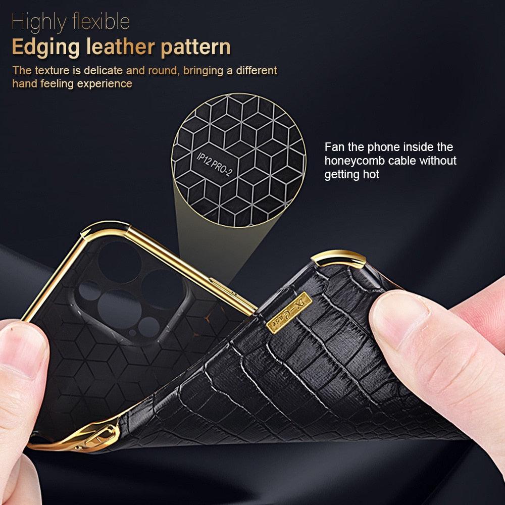 Modern Green Leather Case for iPhone 14 Pro Max Mini 13 11 Pro Max X XR XS Max 13 Mini Cases Luxury PU Leather Covers Luxury Cover Gold Edge  for Women Girls Slim Leather Elegant Iphone Protective Cover Stevvex