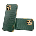 Modern Green Leather Case for iPhone 14 Pro Max Mini 13 11 Pro Max X XR XS Max 13 Mini Cases Luxury PU Leather Covers Luxury Cover Gold Edge  for Women Girls Slim Leather Elegant Iphone Protective Cover Stevvex