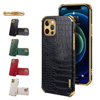 Modern Green Leather Case for iPhone 14 Pro Max Mini 13 11 Pro Max X XR XS Max 13 Mini Cases Luxury PU Leather Covers Luxury Cover Gold Edge  for Women Girls Slim Leather Elegant Iphone Protective Cover Stevvex