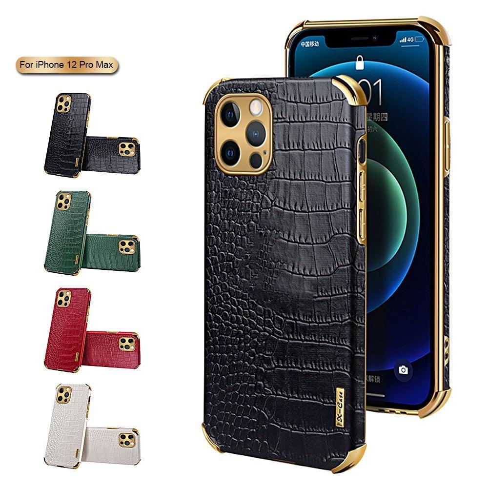 Modern Green Leather Case for iPhone 14 Pro Max Mini 13 11 Pro Max X XR XS Max 13 Mini Cases Luxury PU Leather Covers Luxury Cover Gold Edge  for Women Girls Slim Leather Elegant Iphone Protective Cover Stevvex
