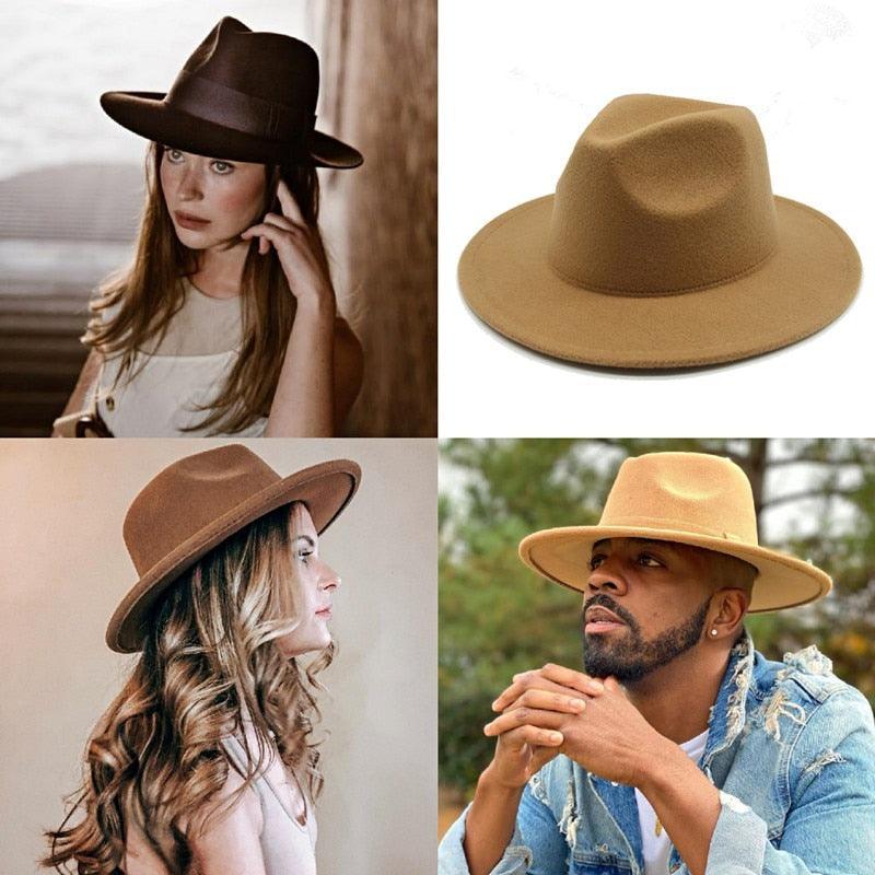 Modern Hats For Women Fedoras Winter Women Hats Simple Classic Hat Wedding Lady Retro Wide Brim Floppy Hat Men Fedora Hat Fashionable Classic Wide Brim Hat For Summer Dress Hats Stevvex