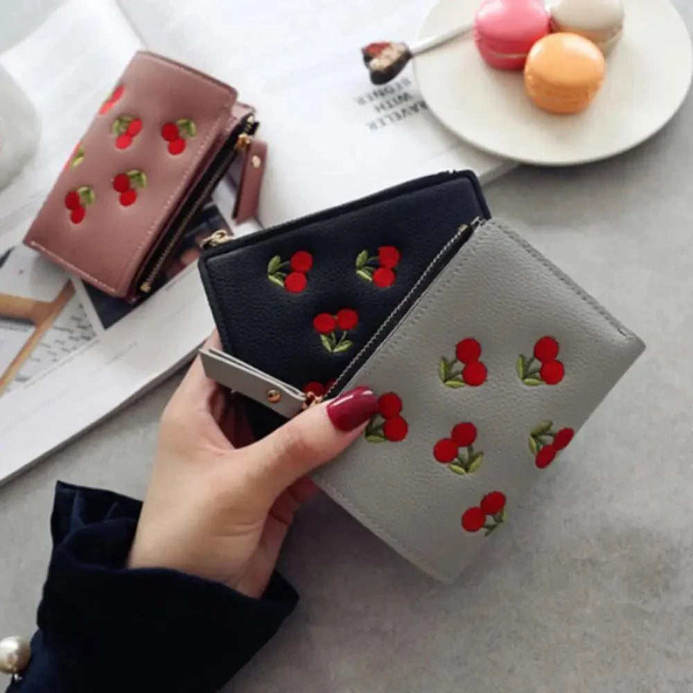 Modern Lightweight Cherry PU Leather Mini Wallet For Women Cute Design Purse Women Holder Minimalist Bag Stevvex