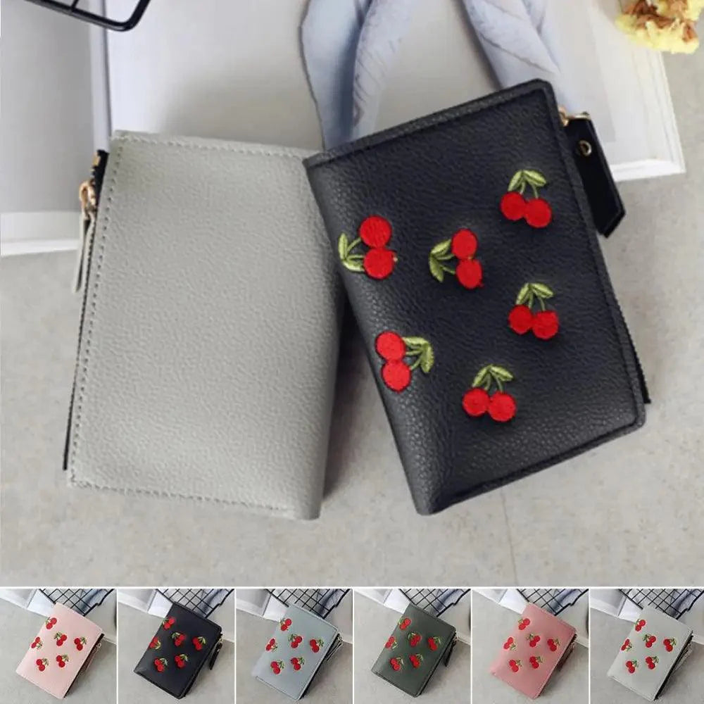 Modern Lightweight Cherry PU Leather Mini Wallet For Women Cute Design Purse Women Holder Minimalist Bag Stevvex