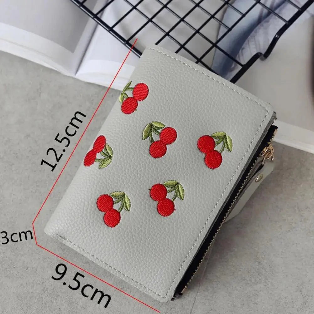 Modern Lightweight Cherry PU Leather Mini Wallet For Women Cute Design Purse Women Holder Minimalist Bag Stevvex