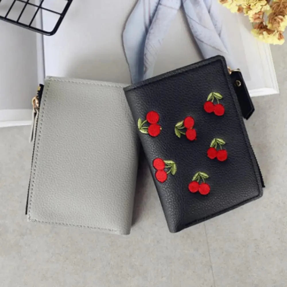 Modern Lightweight Cherry PU Leather Mini Wallet For Women Cute Design Purse Women Holder Minimalist Bag Stevvex