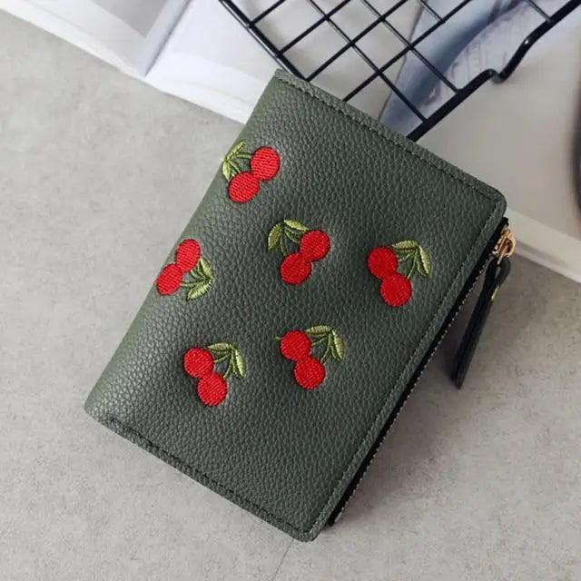 Modern Lightweight Cherry PU Leather Mini Wallet For Women Cute Design Purse Women Holder Minimalist Bag Stevvex