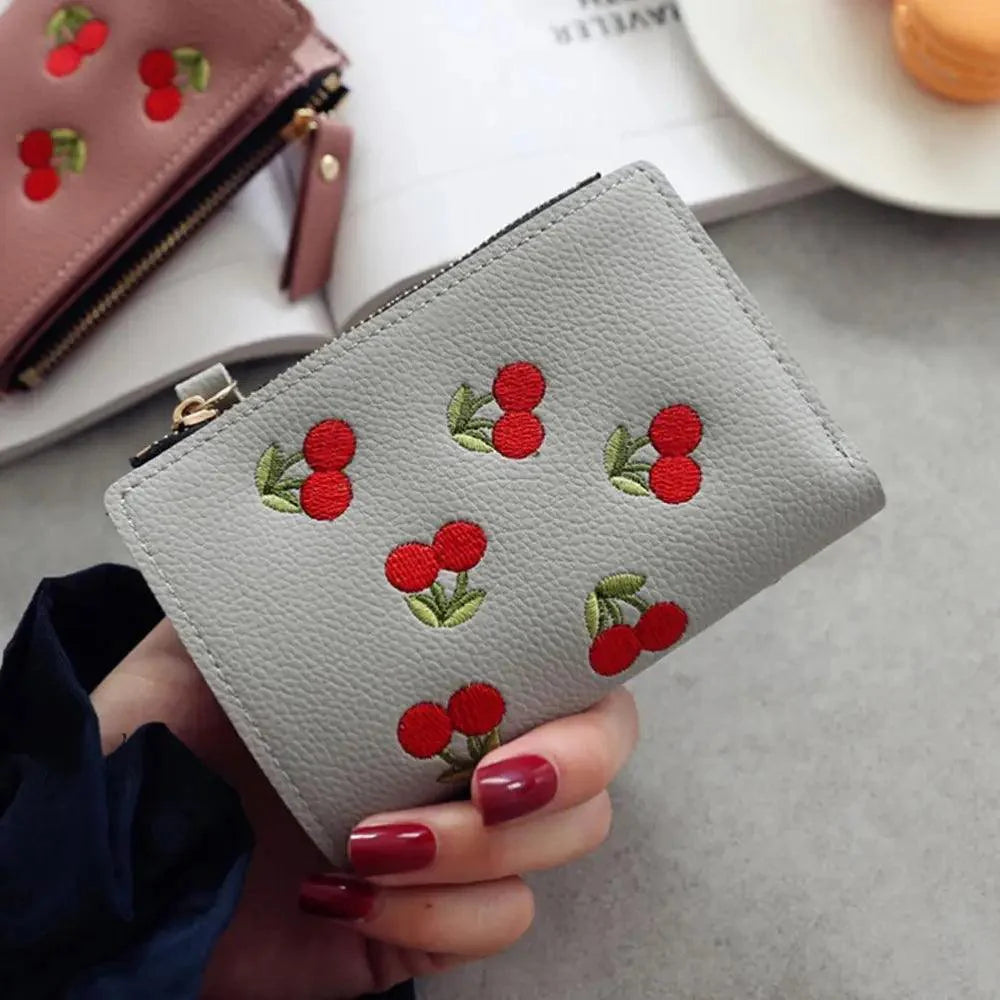 Modern Lightweight Cherry PU Leather Mini Wallet For Women Cute Design Purse Women Holder Minimalist Bag Stevvex