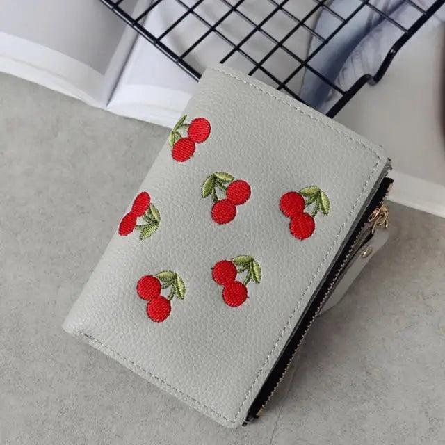 Modern Lightweight Cherry PU Leather Mini Wallet For Women Cute Design Purse Women Holder Minimalist Bag Stevvex