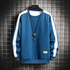 Modern Long Sleeve Sweatshirts Men New Fashion Color Casual Mens Casual O-Neck Patchwork Sweatshirt For Young Men Men Sweatshirt Streetwear Loose Solid Patchwork Pullover Sweatshirt