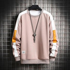 Modern Long Sleeve Sweatshirts Men New Fashion Color Casual Mens Casual O-Neck Patchwork Sweatshirt For Young Men Men Sweatshirt Streetwear Loose Solid Patchwork Pullover Sweatshirt