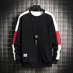 Modern Long Sleeve Sweatshirts Men New Fashion Color Casual Mens Casual O-Neck Patchwork Sweatshirt For Young Men Men Sweatshirt Streetwear Loose Solid Patchwork Pullover Sweatshirt