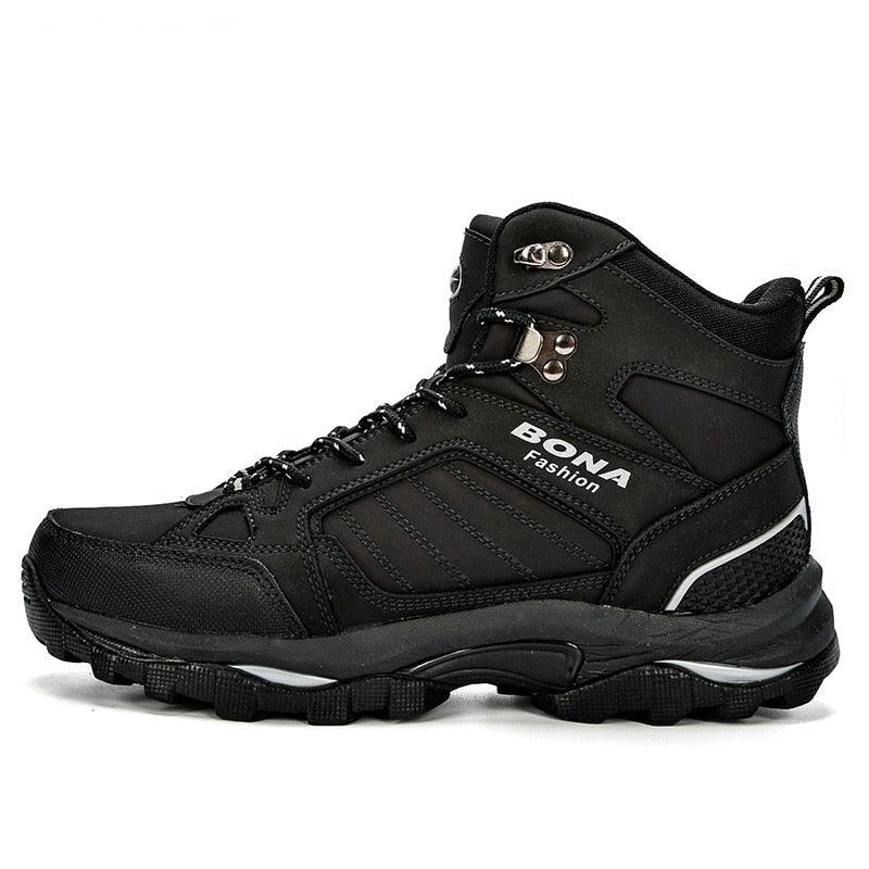 Modern Mens Boots Anti-Skidding Leather Shoes Popular Comfy Spring Autumn Men Shoes Short Plush Snow Boots Outdoor Warm Fur Lined Water Resistant Non Slip Mens Shoes Stevvex