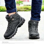 Modern Mens Boots Anti-Skidding Leather Shoes Popular Comfy Spring Autumn Men Shoes Short Plush Snow Boots Outdoor Warm Fur Lined Water Resistant Non Slip Mens Shoes Stevvex