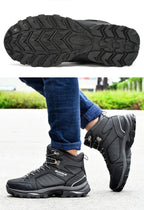 Modern Mens Boots Anti-Skidding Leather Shoes Popular Comfy Spring Autumn Men Shoes Short Plush Snow Boots Outdoor Warm Fur Lined Water Resistant Non Slip Mens Shoes Stevvex
