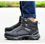 Modern Mens Boots Anti-Skidding Leather Shoes Popular Comfy Spring Autumn Men Shoes Short Plush Snow Boots Outdoor Warm Fur Lined Water Resistant Non Slip Mens Shoes Stevvex
