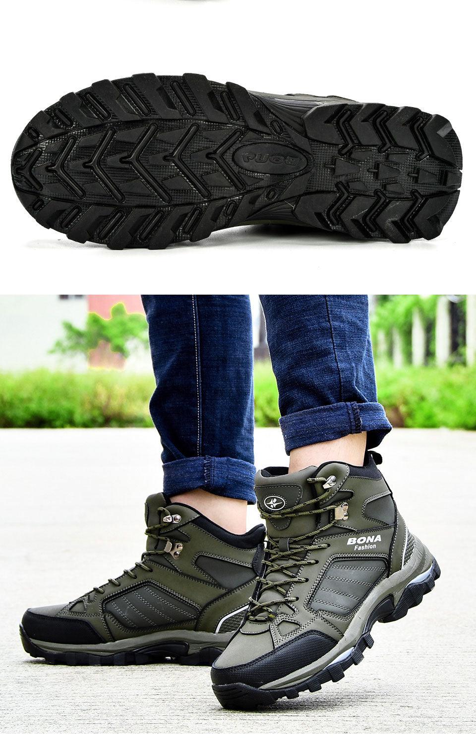 Modern Mens Boots Anti-Skidding Leather Shoes Popular Comfy Spring Autumn Men Shoes Short Plush Snow Boots Outdoor Warm Fur Lined Water Resistant Non Slip Mens Shoes Stevvex